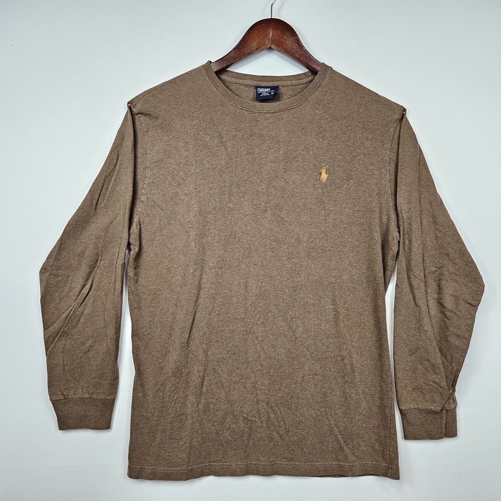 Vintage Polo Ralph Lauren Brown Long Sleeve T Shirt Mens Size S Classic Fit